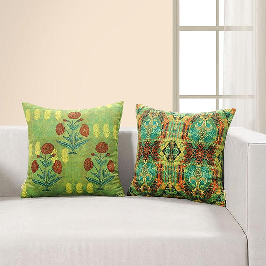 Silvia  Foloral Design Cushion Covers | 16 x 16 Inch | Set Of 2