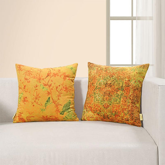 Esperanza  Foloral Design Cushion Covers | 16 x 16 Inch | Set Of 2