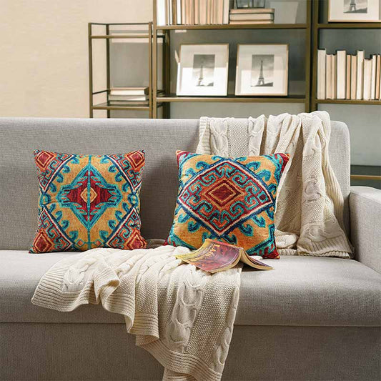 Rey  Aztec Design Cushion Covers | 16 x 16 Inch | Set Of 2