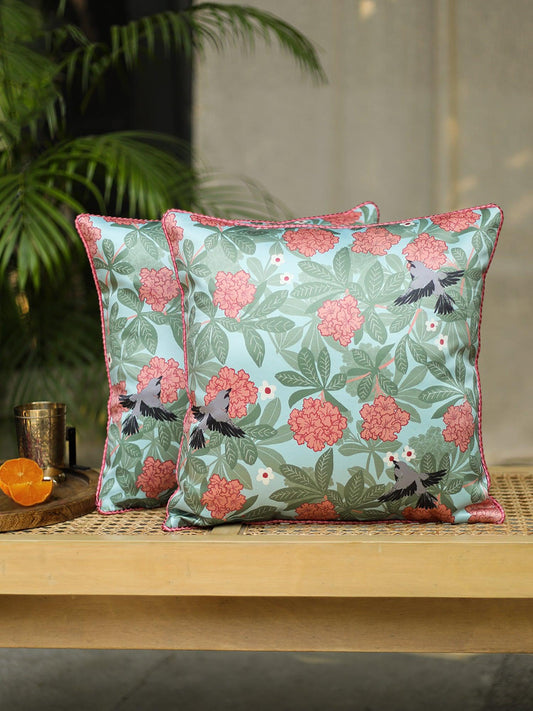 Bulbul Cushion Covers | 16 x 16 Inches | Single, Set Of 2