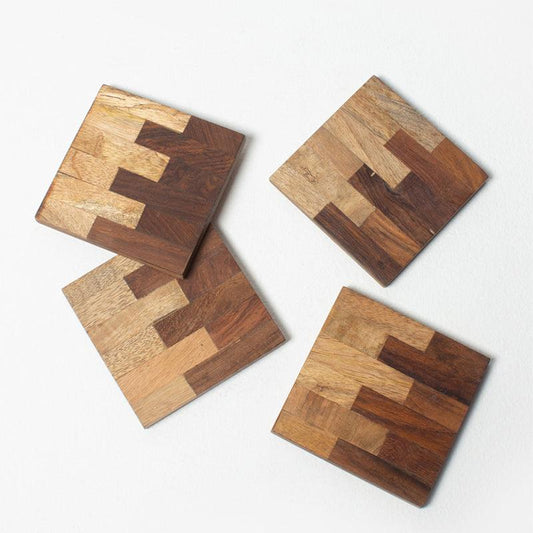 Classic Wooden Coasters | Set of 4 | Multiple Designs