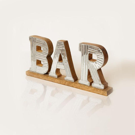 Silver Sequins BAR Sign | Desk Décor