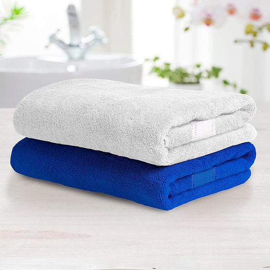 Royal Blue & White  Bath Towel  | Set Of 2