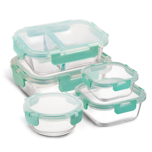 Lena FoodSafe Safe Glass Container with Break Free Detachable Lock | Set Of 5