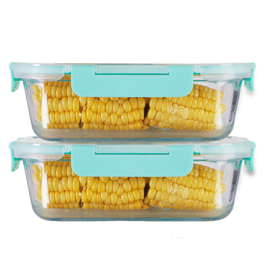 Sez Safe Glass Container with Break Free Detachable Lock Rectangle 1040ml| Set Of 2, 3, 4