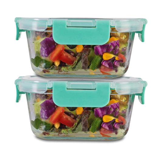 Adilsa Safe Glass Container with Break Free Detachable Lock Square | 520ml | Set Of 2, 3, 4