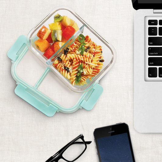 Marie Safe Glass Lunch Box with Break Free Detachable Lock | Set Of 2