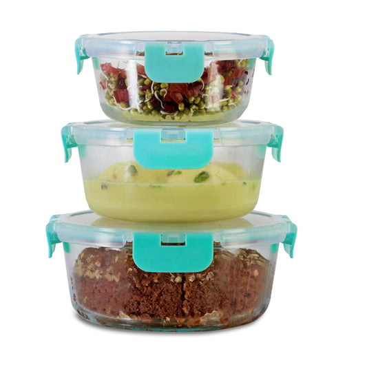 Kiva Safe Glass Container with Break Free Detachable Lock | Set Of 3