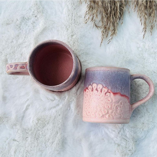 Embossed Bubblegum Coffee Mugs | Set of 2