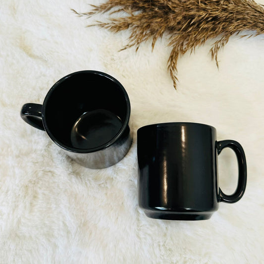 Lyra Black Plain Mugs | Set of 2