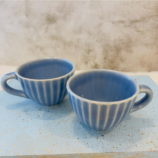 Margot Sky Blue Lined Tea Cups | Set of 2