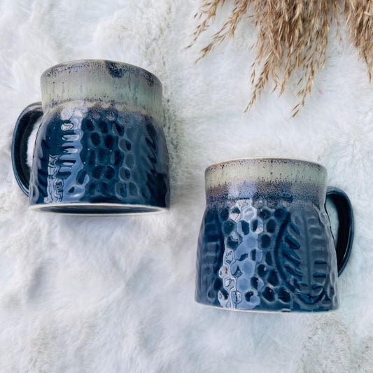 Leafy Cofffee Mugs | Multiple Colors | Set of 2