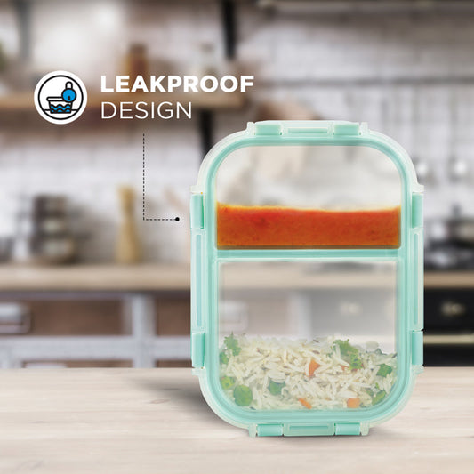 Mavi Safe Glass Lunch box with Break Free Detachable Lock