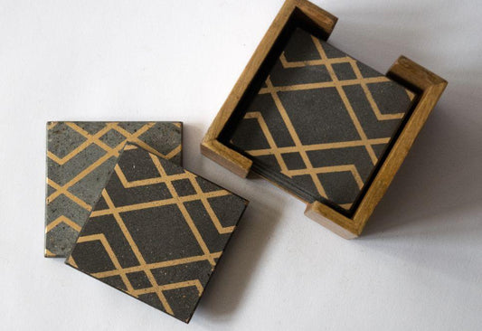 Cross Lines Concrete Coaster | Set of 4