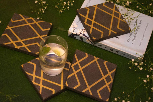 Cross Lines Concrete Coaster | Set of 4