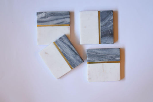 Hexagon Marble Coasters | Set of 4