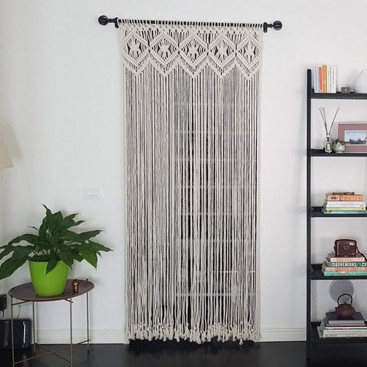 Macrame Rope Curtain with Geometric Triangles