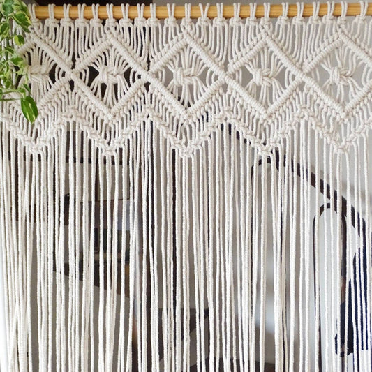 Macrame Rope Curtain with Geometric Triangles