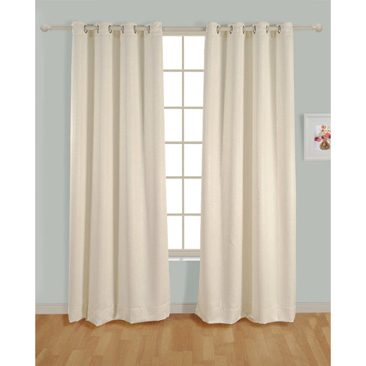 Off-White Polyster Blackout Ethnic Motif Design Curtains | 5 Ft, 7 Ft, 9 Ft | Set of 2