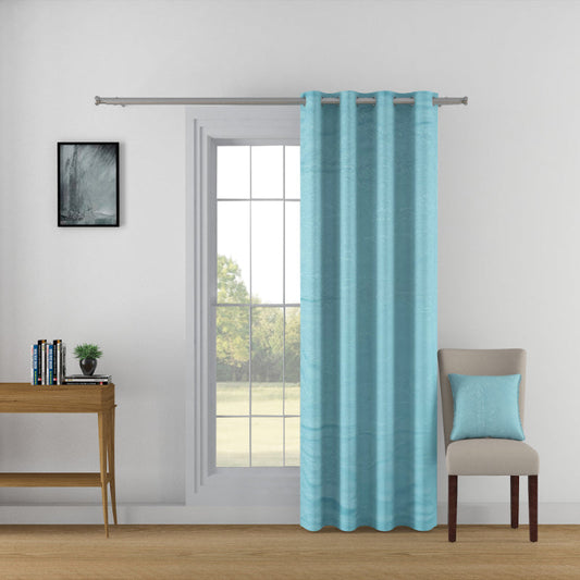 Teal Polyster Blackout Ethnic Motif Design Curtains | 5 Ft, 7 Ft, 9 Ft | Set of 2