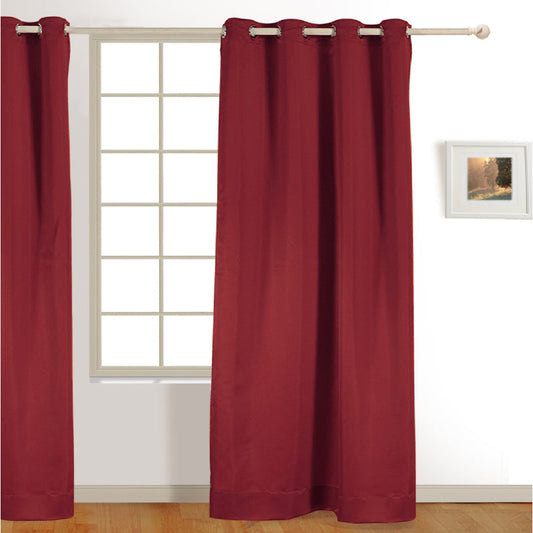 Maroon Polyster Blackout Solid Design Curtains | 5 Ft, 7 Ft, 9 Ft | Set of 2