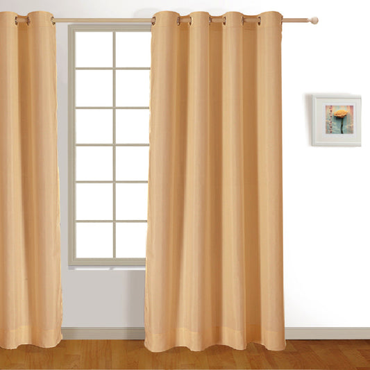 Beige Polyster Blackout Solid Design Curtains | 5 Ft, 7 Ft, 9 Ft | Set of 2