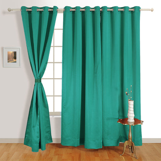 Teal Polyster Blackout Solid Design | 5 Ft, 7 Ft, 9 Ft | Set of 2