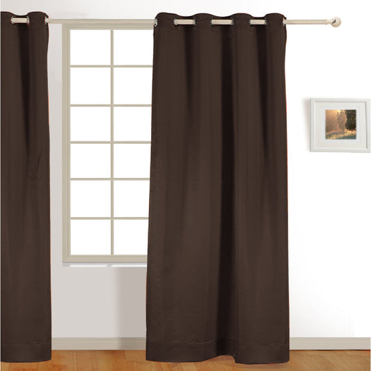 Dark Brown Polyster Blackout Solid Design Curtains | 5 Ft, 7 Ft, 9 Ft | Set of 2