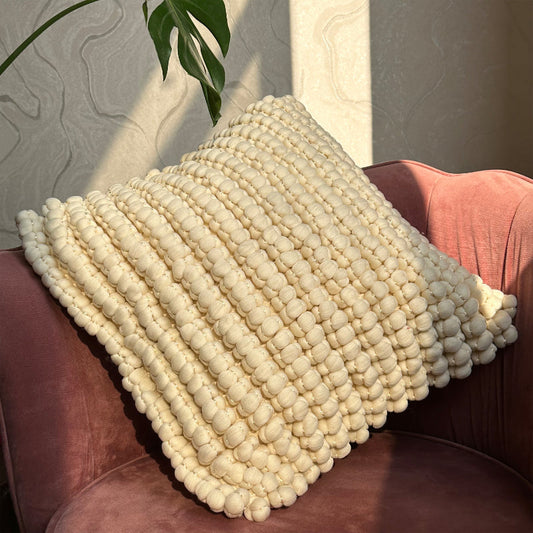 Ivory Knotted Cushion Cover | 18x18 inches