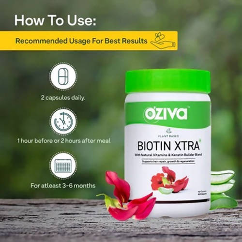 OZiva Plant Based Biotin Xtra - 60 Capsules