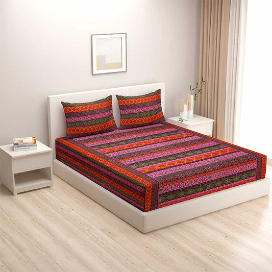 Multicolor Shades of Paradise Cotton Bedding Set | Double Size