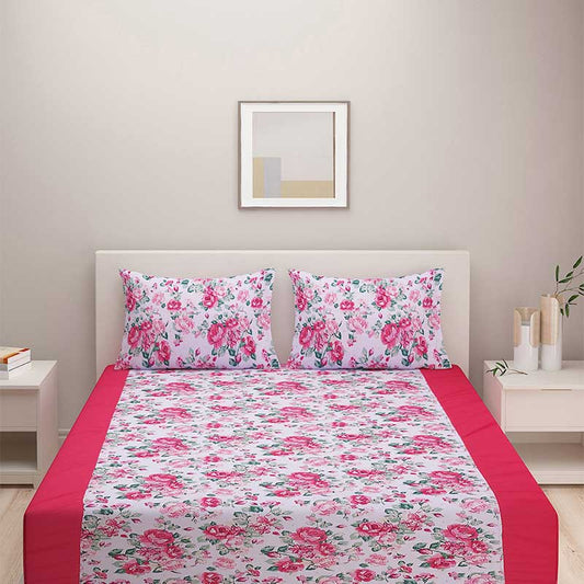 Pink Shades of Paradise Cotton Bedding Set | Double Size