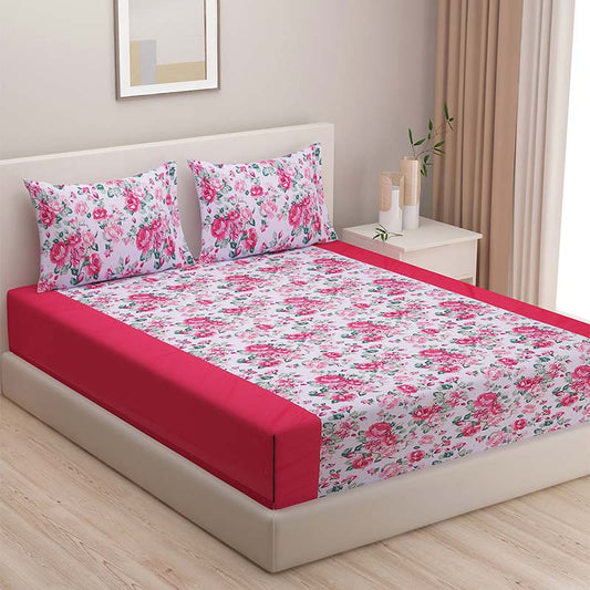 Pink Shades of Paradise Cotton Bedding Set | Double Size