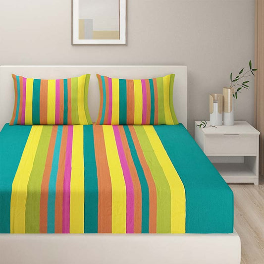 Multicolor Magical Linea  Cotton Bedding Set | Double Size