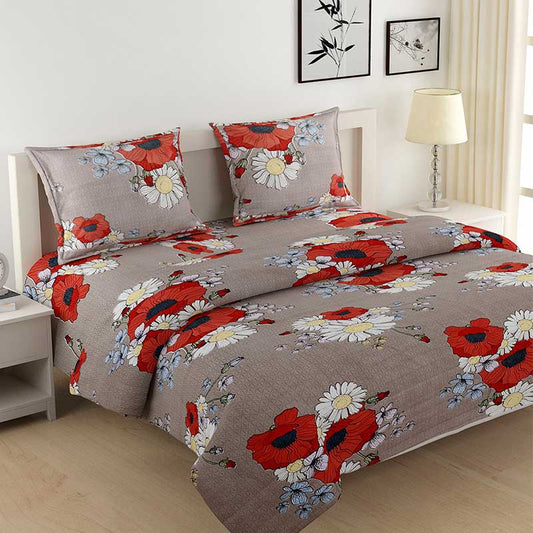 Delia Red Grand Opal Cotton Bedding Set | Double Size