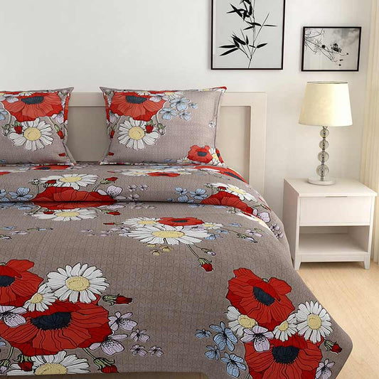 Delia Red Grand Opal Cotton Bedding Set | Double Size