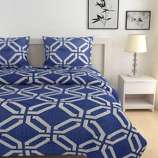 Blue Grand Opal Cotton Bedding Set | Double Size