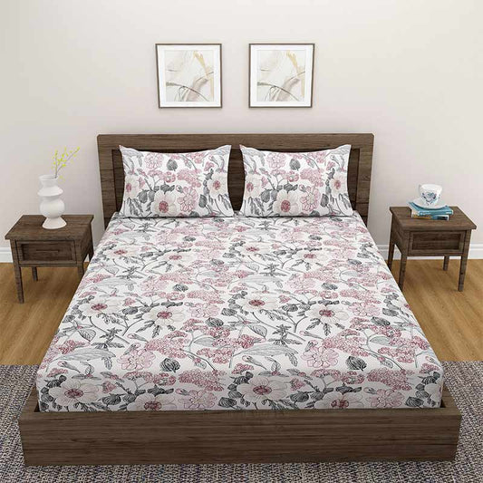 Floral Beige Grand Opal  Cotton Bedding Set | Double Size