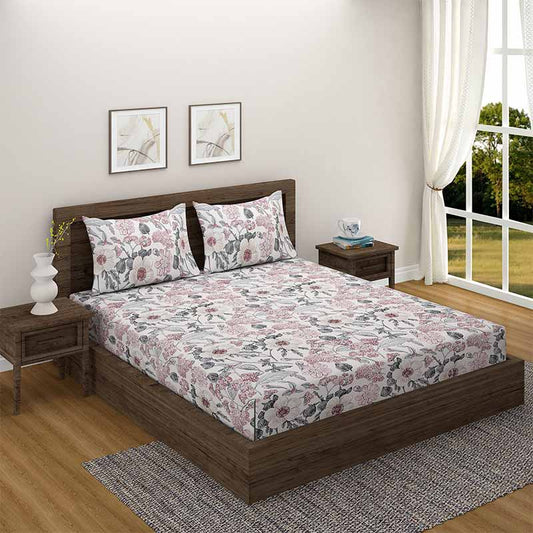 Floral Beige Grand Opal  Cotton Bedding Set | Double Size