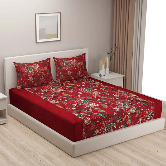 Red Cotton Bedding Set | Double Size