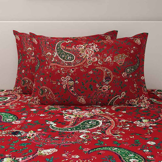 Red Cotton Bedding Set | Double Size