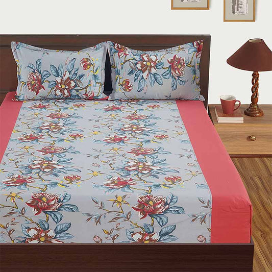 Red Paradise Cotton Bedding Set | Double Size