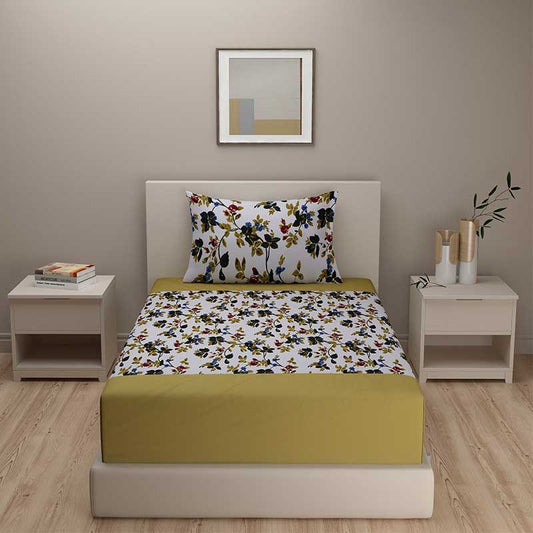 Green Shades of Paradise Cotton Bedding Set | Double Size