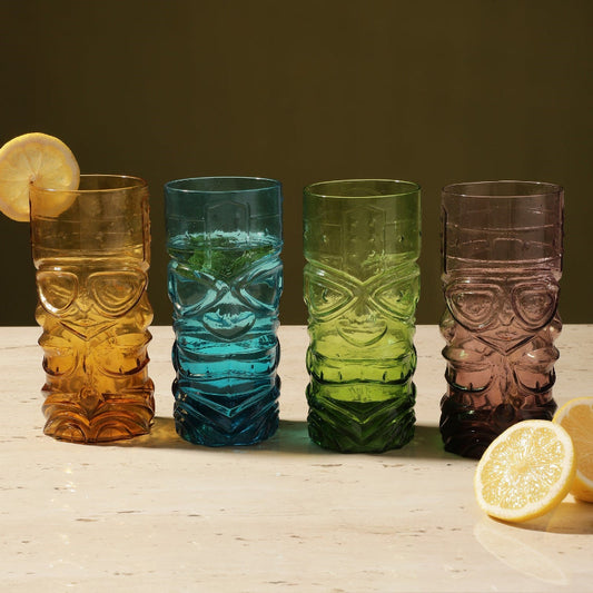 Glass Assorted Tall Tiki Glasses | Set Of 2