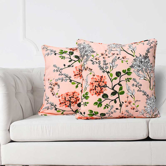 Grey Floral Diwan Set with Bolster and Cushion Covers | Set of 6