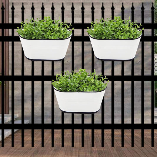 Oval Balcony Railing Planter | Set of 3 | Multiple Colors