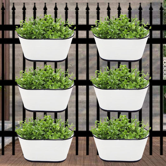 Oval 10 inches Balcony Railing Planter | Set of 6 | Multiple Colors