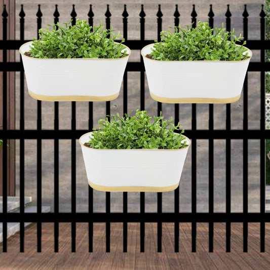 Modern Oval Balcony Railing Planter | Set of 3 | Multiple Colors