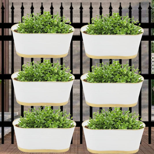 Oval Balcony Railing Planter | Set of 6 | Multiple Colors