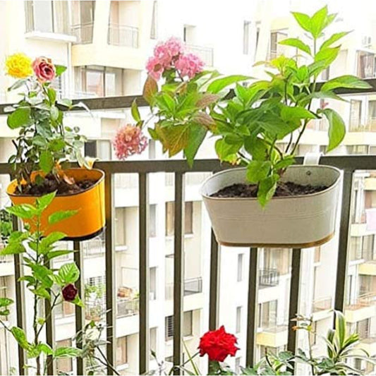 Oval Multicolor Balcony Railing Planter | Set of 6